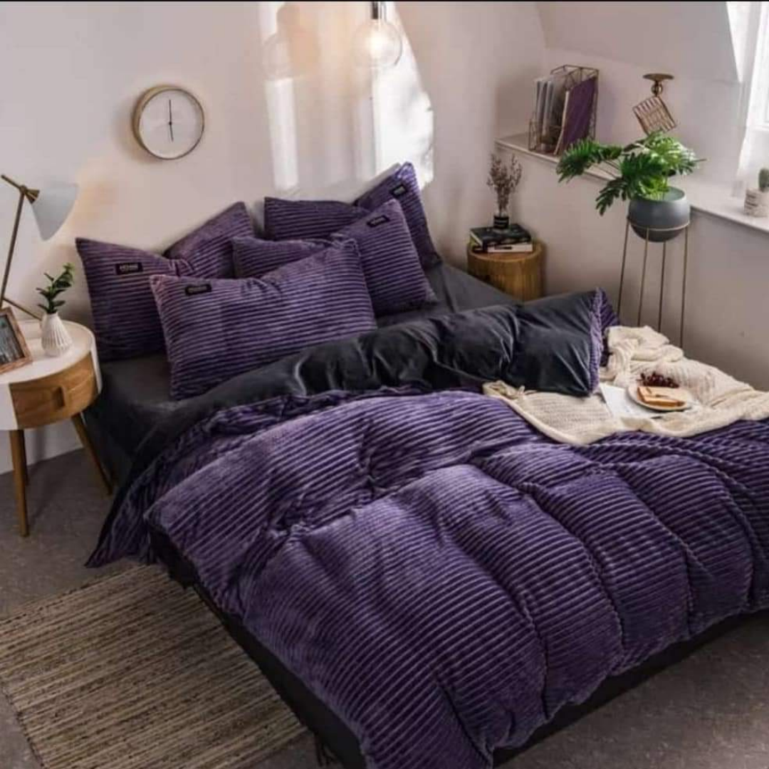 4Pc Crystal Velvet Fleece Duvet (5x6Purple)