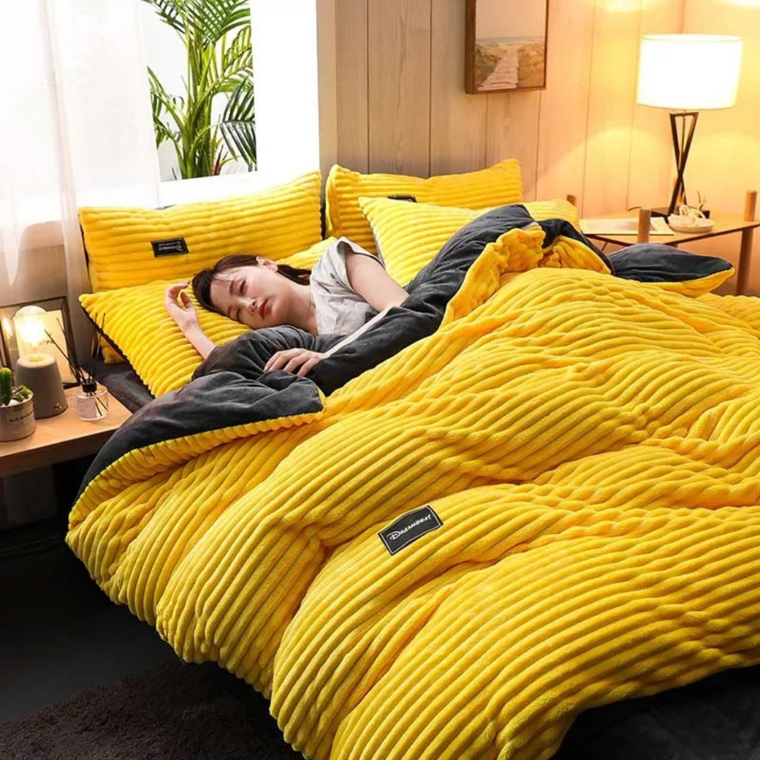 4Pc Velvet Fleece Duvet (6x7 Yellow)