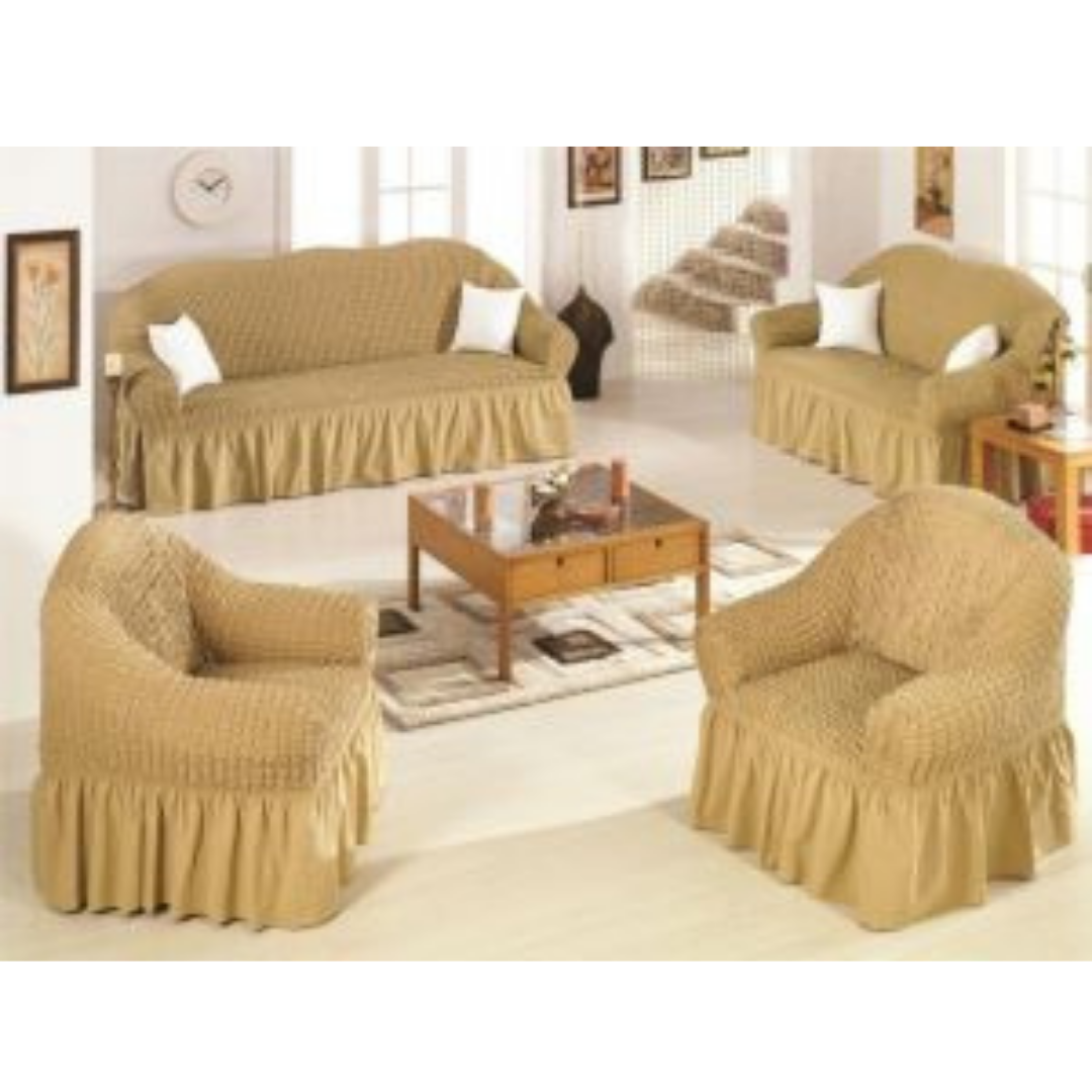 Turkish Sofa Covers(3+1+1)Beige Gold