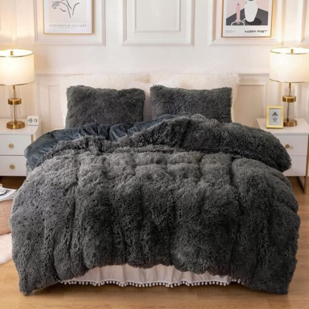 6Pc Fluffy Duvet ( Dark Grey)