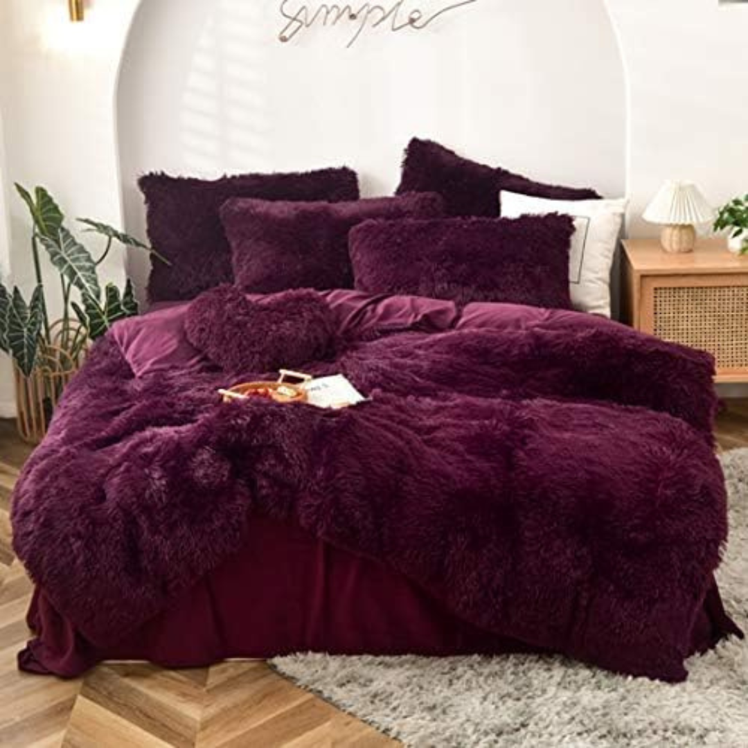 6Pc Fluffy Duvet (Wine Red)