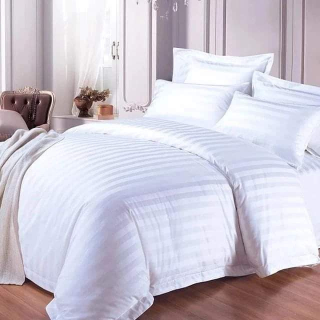 4 Pc Striped Binded Duvet(7X8WHITE)  